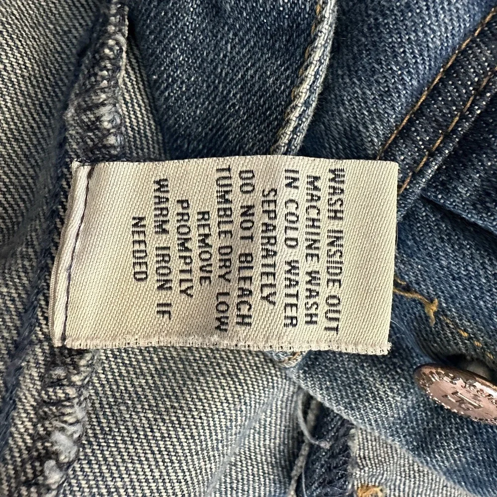 Highway‎ Jeans Womens L Cropped Denim Jacket Patches Sequin M Raw Hem VD7901HJMJ